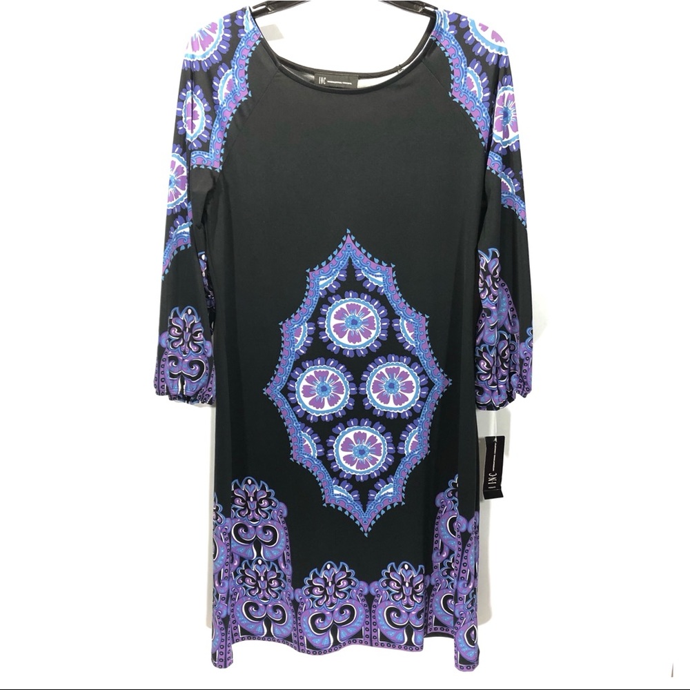 NWT International Concepts Black and Purple Dress Size M